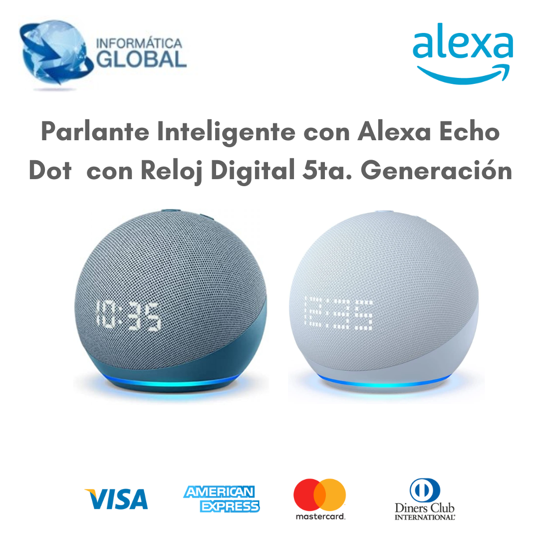 Echo Dot 5ta Gen Con Reloj - Altavoz Inteligente Alexa