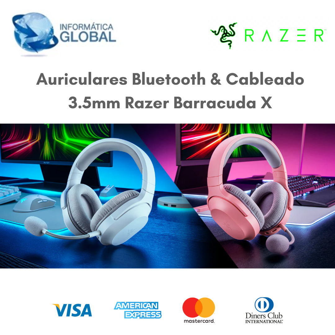 Auriculares Gaming Inalambricos Razer Barracuda X Micrófono desmontable 2.4  GHz + Bluetooth - Negro