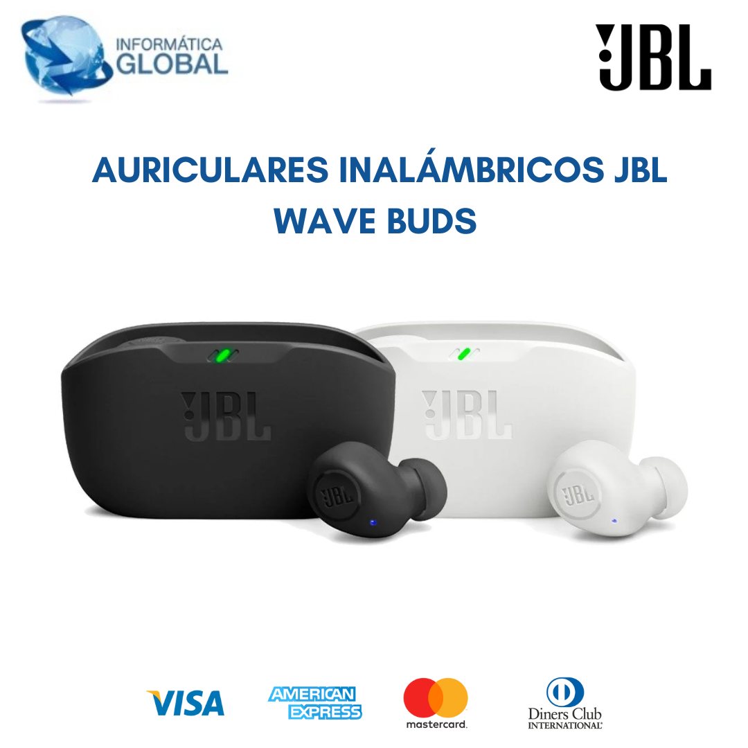 Auricular JBL Wave Buds inalámbricos negro.