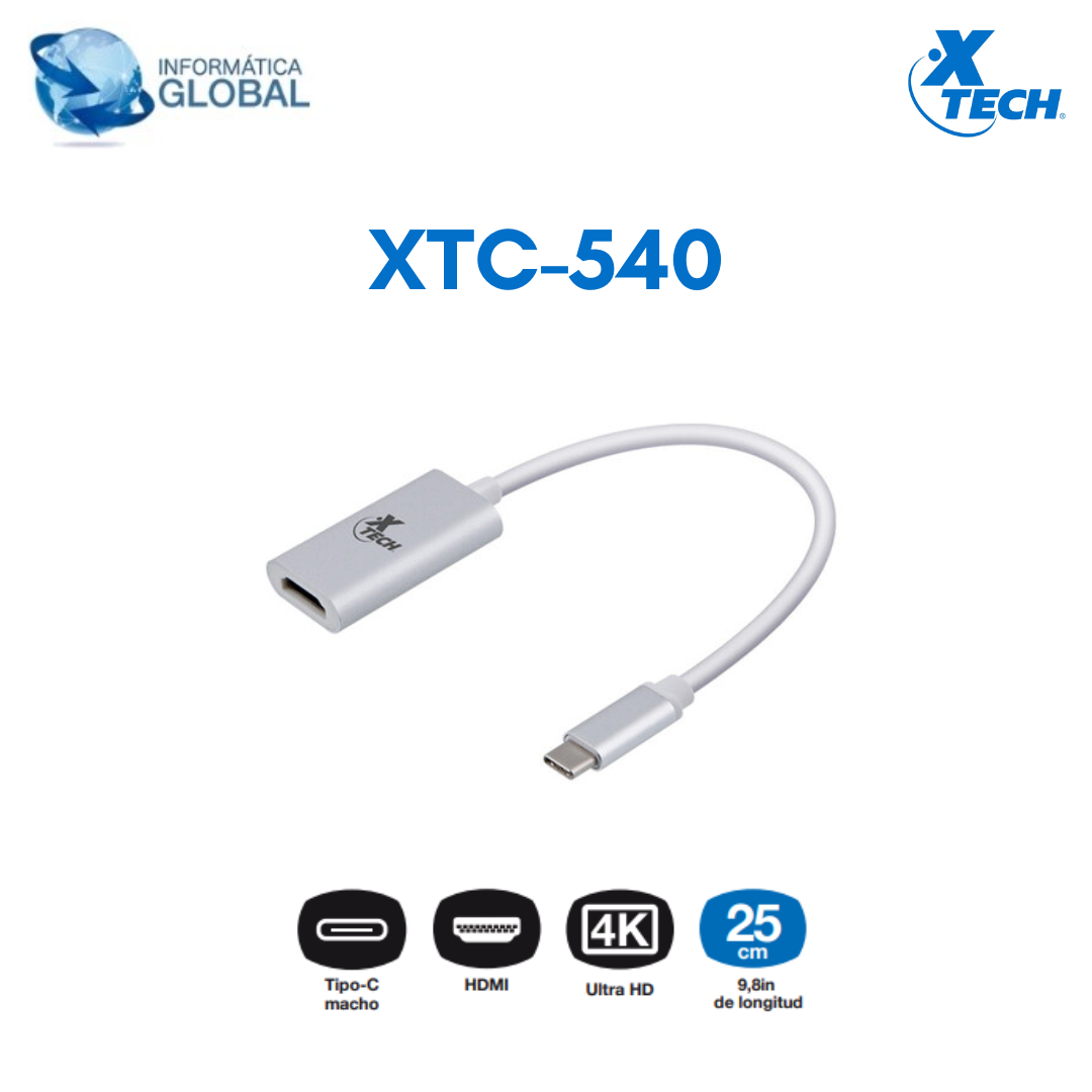 ADAPTADOR USB TIPO C A HDMI XTECH XTC-540 COLOR BLANCO - Informática Global  Ec.